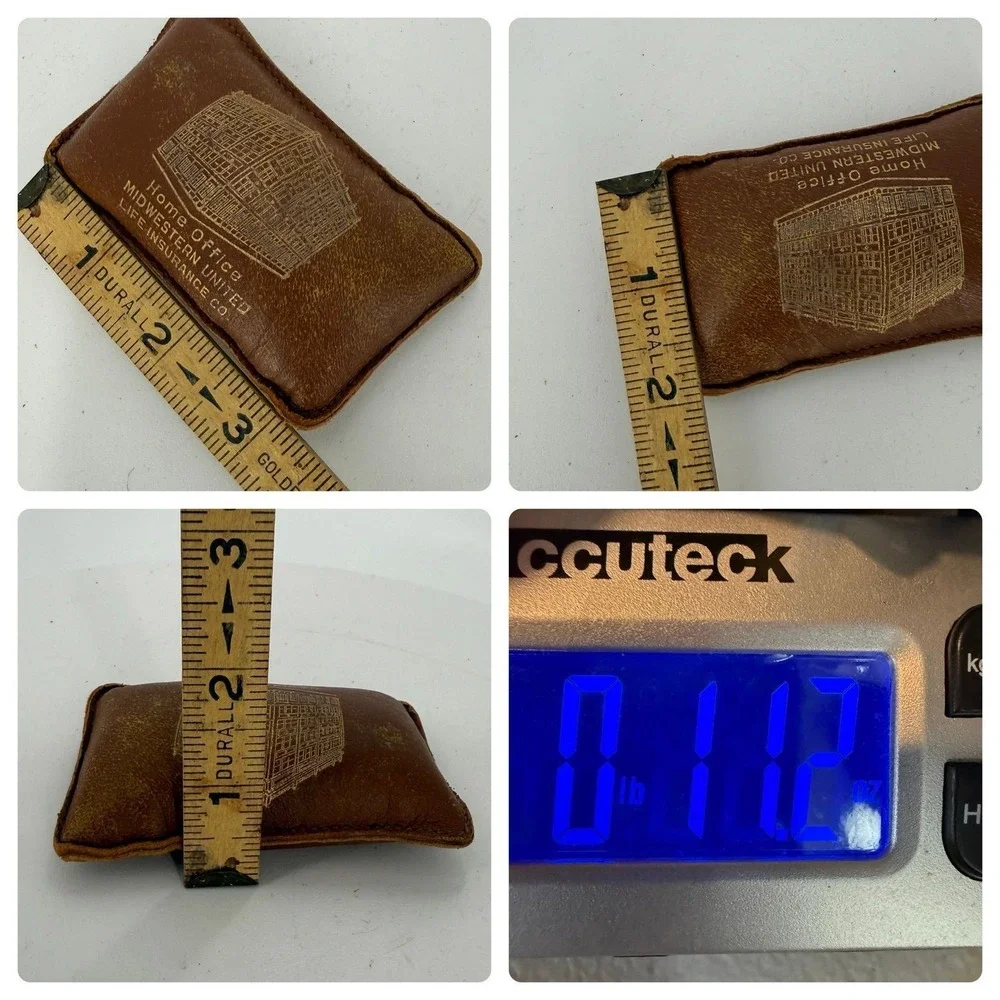 Vintage Rectangular Leather Shot-Filled Paperweight Promotional-Insurance Co